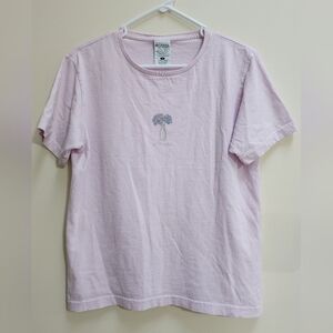 Vintage Lavender Graphic T-shirt Flower Vase and Columbia spellout Women's M